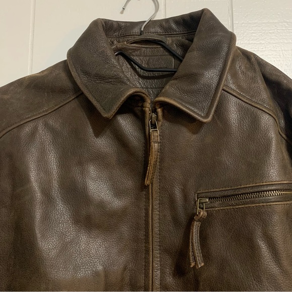 NWT Men’s Dark Brown Roundtree & Yorke Genuine Buffalo Luxury Zip Leather Coat - Picture 4 of 12